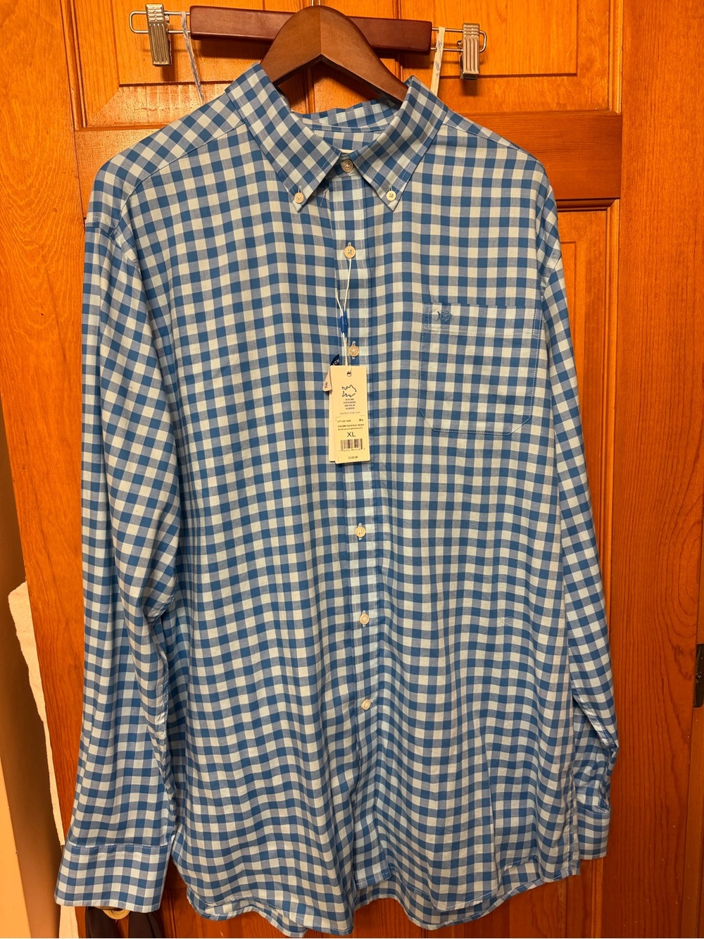 Southern Tide Blue and White Gingham Button-Down Shirt - Men